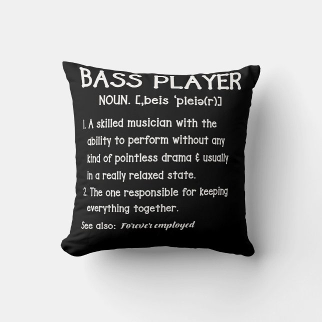 Coussin Bass Player Définition Cadeau Baid pour musiciens (Recto)