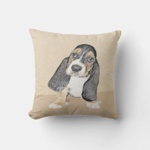 Coussin Basset Hound Peinture Chiot - Art Chien original
