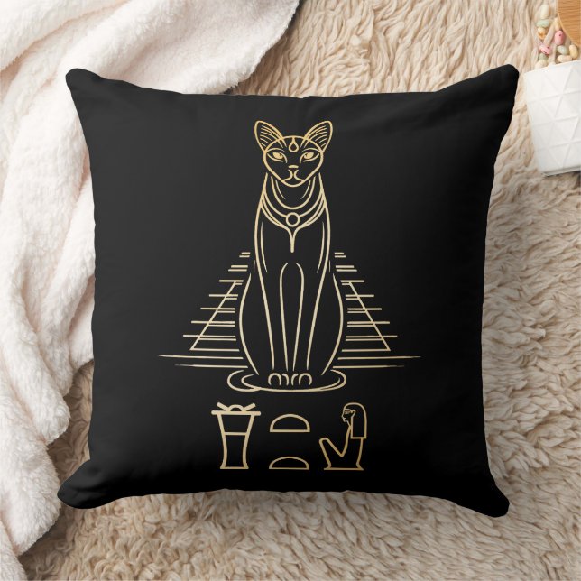 Coussin Bastet avec le nom en hiéroglyphes et Égypte Pyram (Couverture)