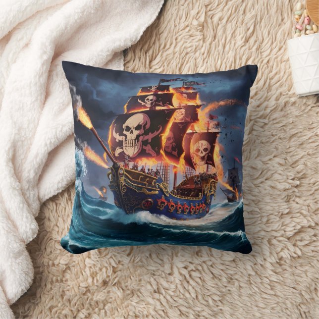 Coussin Bataille de pirates fougueux à Dusk (Couverture)