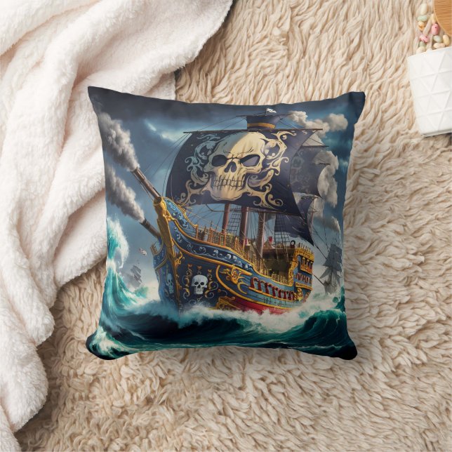Coussin Bataille dramatique de navires pirates sur les mer (Couverture)