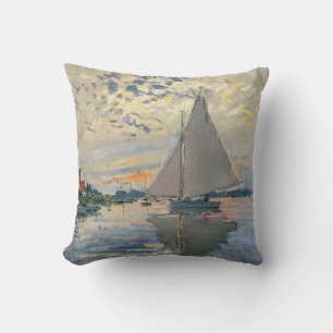Coussin Bateau à voile de Monet Impressionnisme français A