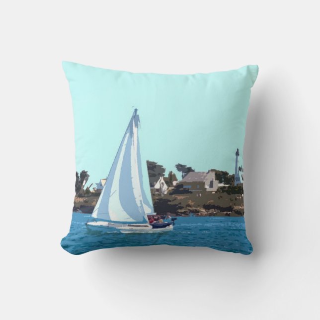 Coussin Bateau à voile en mer (Recto)