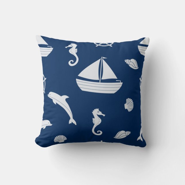 Coussin Bateau à voile et Motif Marine Life (Recto)