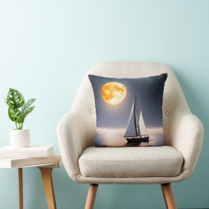 Coussin Bateau À Voilier En Lumière Lune