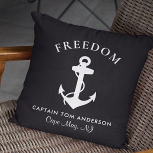 Coussin Bateau Ancre nautique Personnalisé Noir