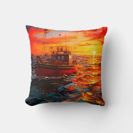 Coussin Bateau au coucher du soleil