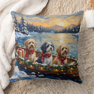 Coussin Bateau de Noël Lhasa Apso Vacances