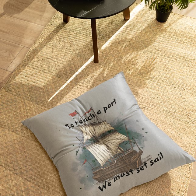 Coussin Bateau Dessiné À La Main Dans La Vague Bow Sur L'A (Créateur téléchargé)