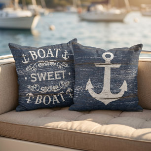 Coussin Bateau Douce Bateau Citation Et Ancre Sur Bois Ble