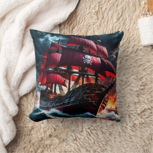 Coussin Bateau pirate naviguant à travers les mers orageus