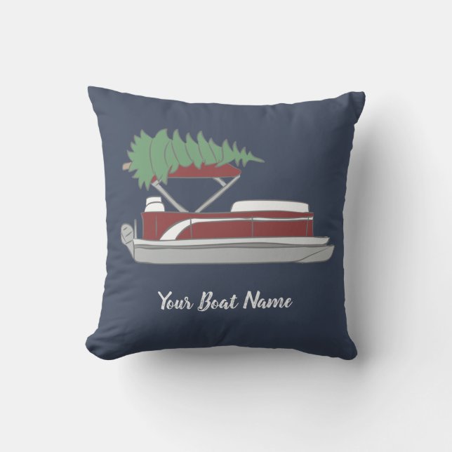 Coussin Bateau ponton avec sapin de Noël en haut (Recto)