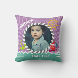 Coussin Bateaux amusants Photo Purple Aqua