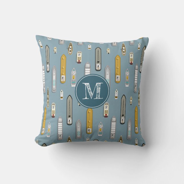 Coussin Bateaux côtiers nautiques bateaux sur la rivière N (Recto)