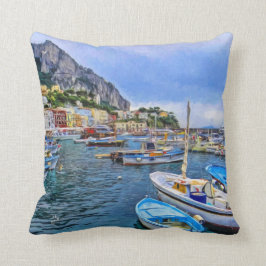 Coussin Bateaux d'art de photo de voyage de Capri Italie
