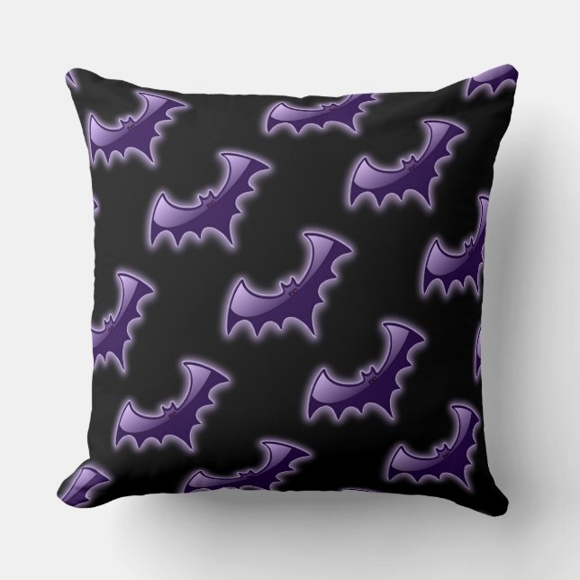 Coussin Bateaux de nuit noirs et violets Lancer l'oreiller (Recto)