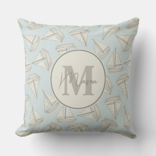 Coussin Bateaux de voile nautiques Nom personnalisé et m