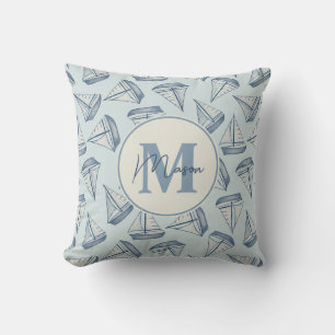 Coussin Bateaux de voile nautiques Nom personnalisé et m