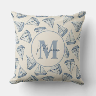 Coussin Bateaux de voile nautiques Nom personnalisé et m