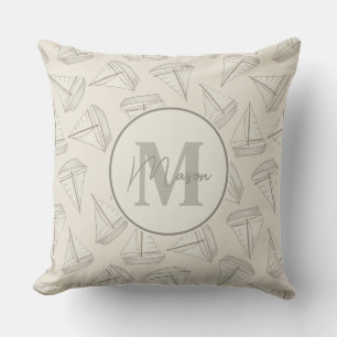 Coussin Bateaux de voile nautiques Nom personnalisé et m