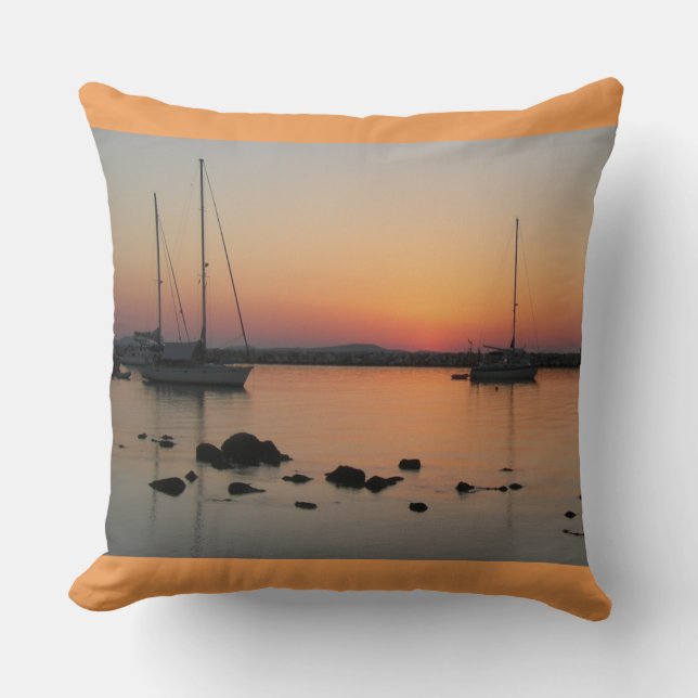 Coussin Bateaux grecs à Cyclades Coucher du soleil (Recto)