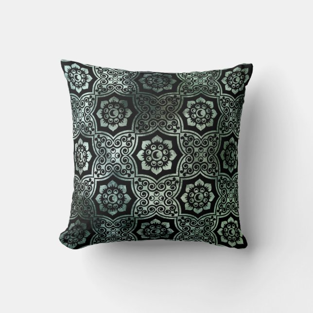 Coussin Batik indien - Vert (Recto)