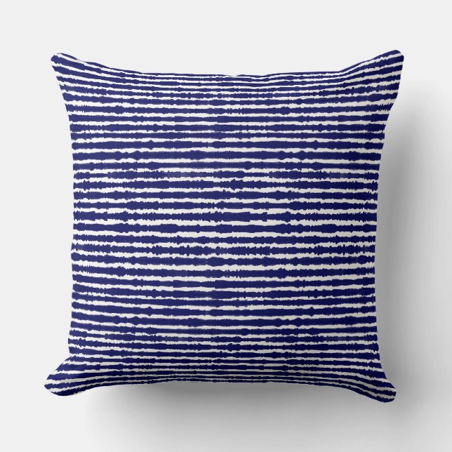 Coussin Batik Indigo Style rayures (Recto)