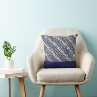 Coussin Batik Parang deux tons bleu Motif