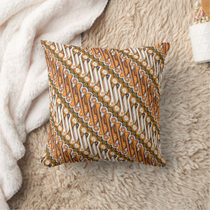 Coussin Batik Parang traditionnel Motif jaune sans joint