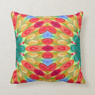 Coussin batik rouge, bleu, vert, jaune et orange de fiesta