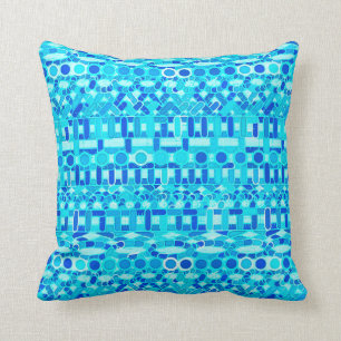 Coussin Batik tribal - bleu de turquoise, d'aqua et de