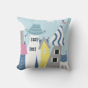 Coussin Bâtiments De Vacances En Bord De Mer Colorés