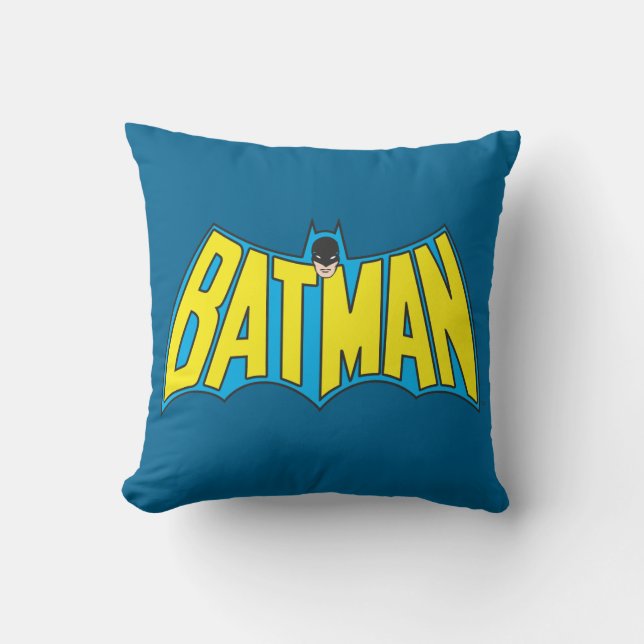 Coussin Batman | Logo Vintage bleu jaune (Recto)