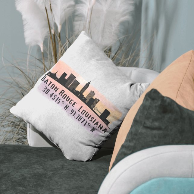 Coussin Baton Rouge LA City Skyline (Créateur téléchargé)