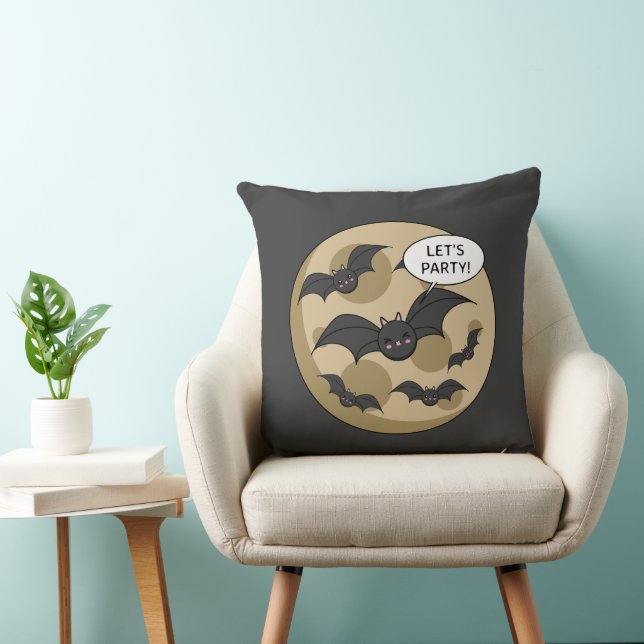 Coussin Bats Having Party on Full Moon (Chaise)