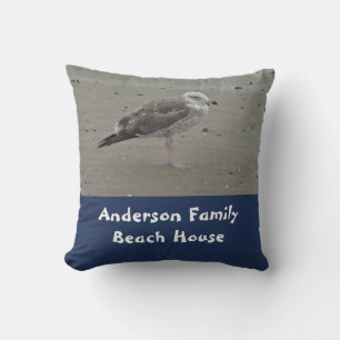 Coussin Beach House Nom de famille Unique Seagull Shore Bi