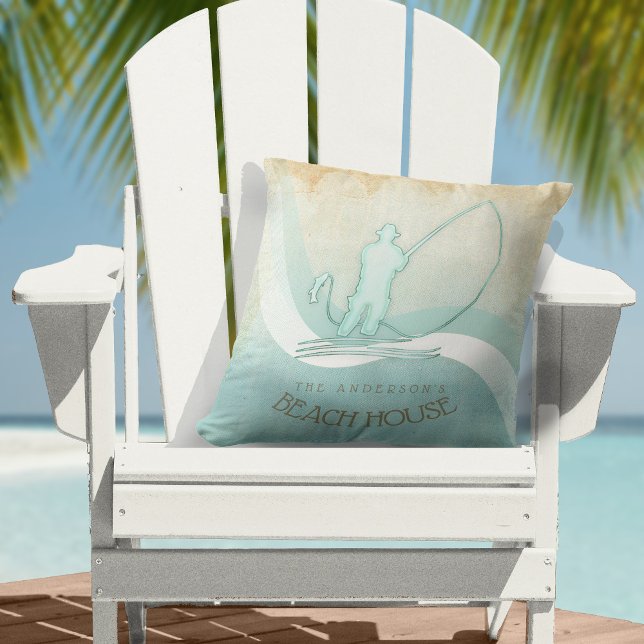 Coussin Beach House Pêcheur nautique Aqua Blue ID623 (Créateur téléchargé)