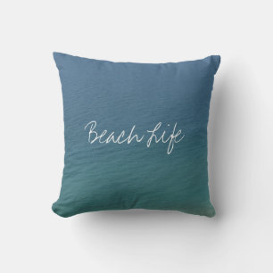 Coussin Beach Life Citations Ocean Water Blue Abstrait Cut