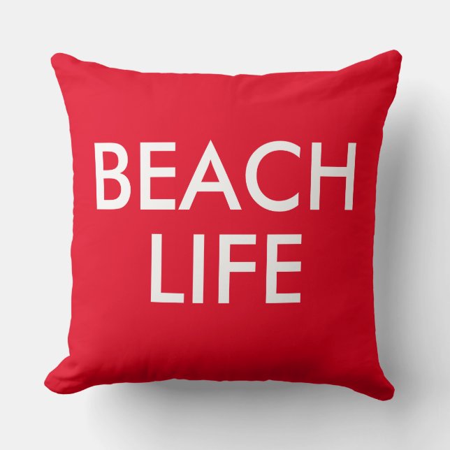 Coussin Beach Life Lifeguard Cadeau rouge (Recto)