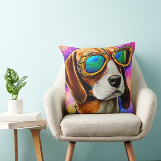 Coussin Beagle avec lunettes de soleil (Chaise)