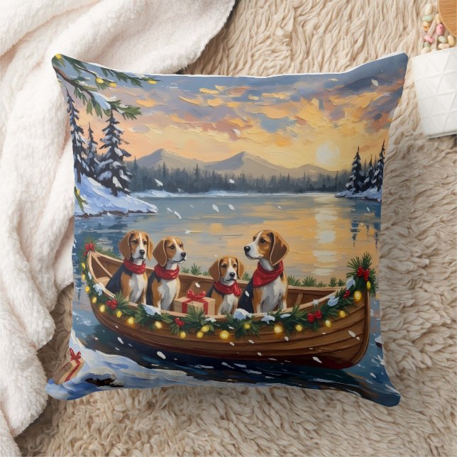 Coussin Beagle Christmas Boat Holiday (Couverture)