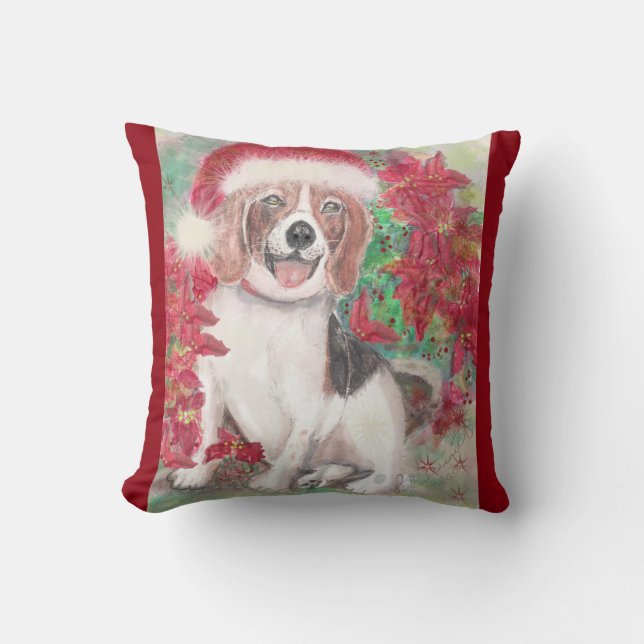 Coussin Beagle de Noël (Recto)