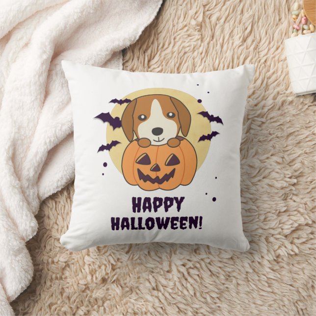 Coussin Beagle En Chiens Doux Citrouilles Bonne Halloween (Couverture)