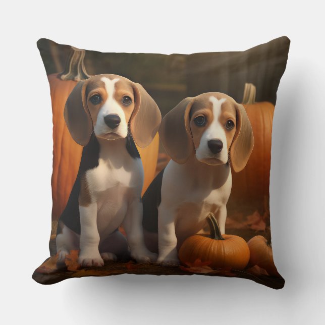 Coussin Beagle Puppy Automne Citrouille de plaisir (Recto)