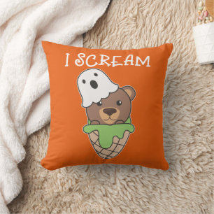 Coussin Bear Halloween Ghost I Scream Ice Pun