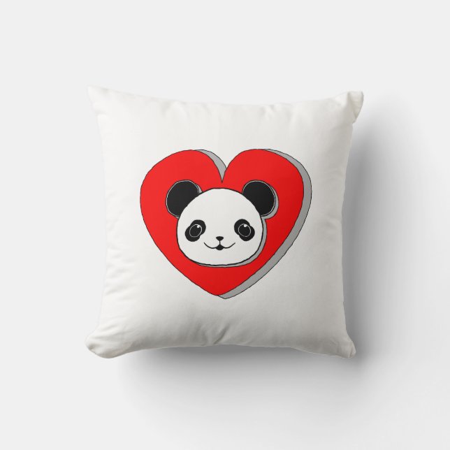 Coussin Bear Panda Et Dessin De Coeur Rouge (Recto)