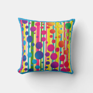 Coussin [Beatnik Bulles] Rétro pois rayé bleu