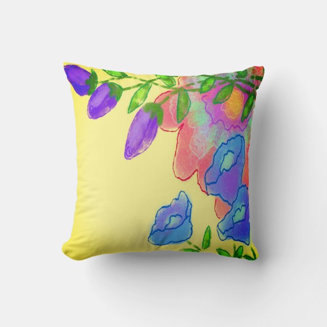 Coussin Beau Art Floral Abstrait (Recto)
