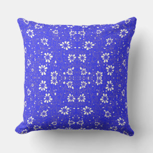 Coussin Beau bleu blanc classique fleurs motif