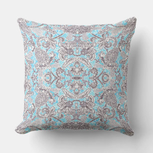Coussin Beau bleu gris classique floral